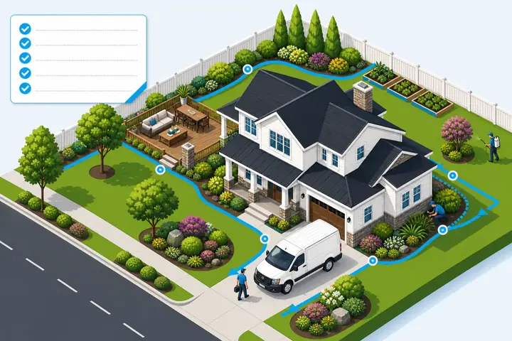 Envexa home pest pressure map showing treatment zones around a house