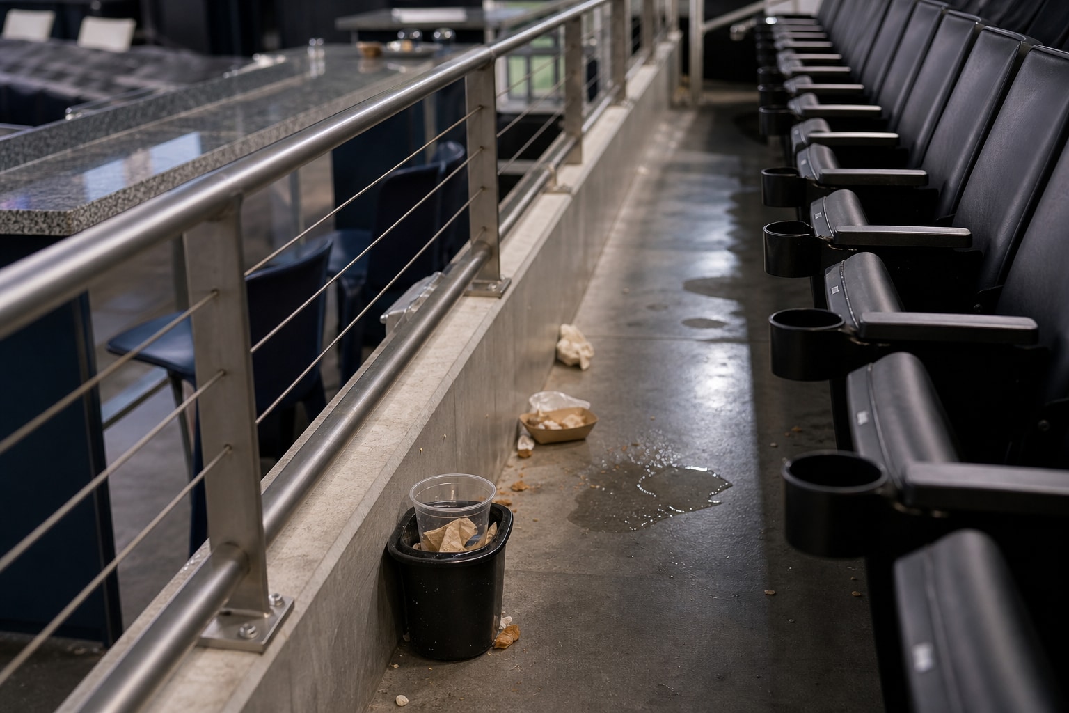 Venue seating and concourse pressure area