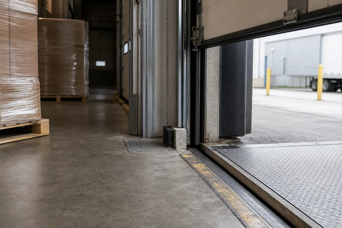 Warehouse dock door and loading area